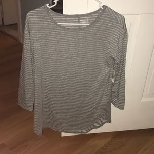 Gray Striped Long Sleeve Top